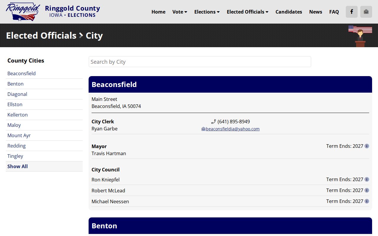 Ringgold County official city directory for Kellerton arrest record routing